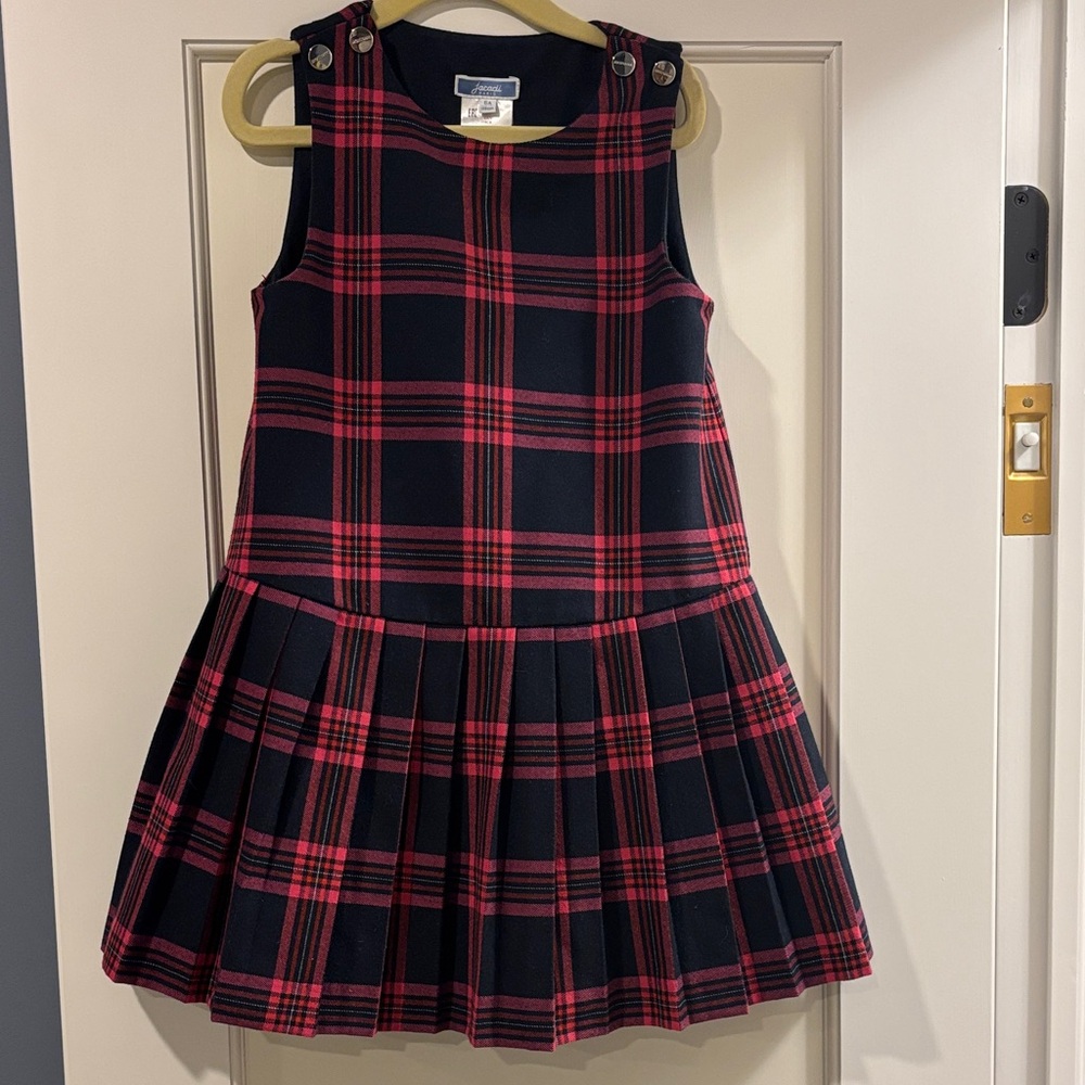 Jacadi Red and Black Plaid Kids Dress